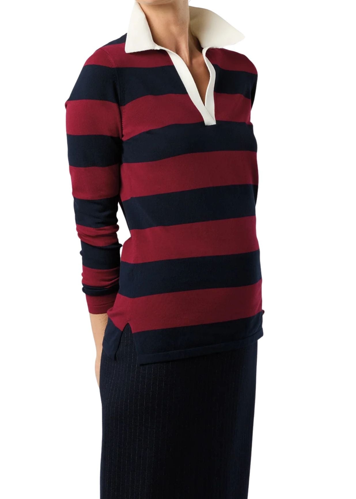 Ann Mashburn Georgina Rugby Sweater - Vermillion