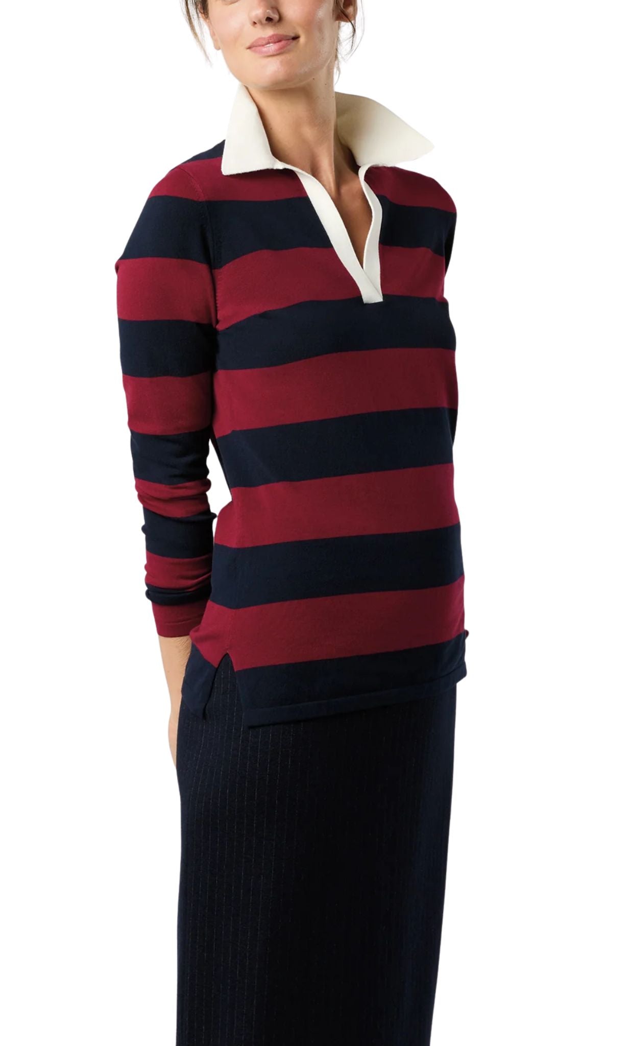 Ann Mashburn Georgina Rugby Sweater - Vermillion