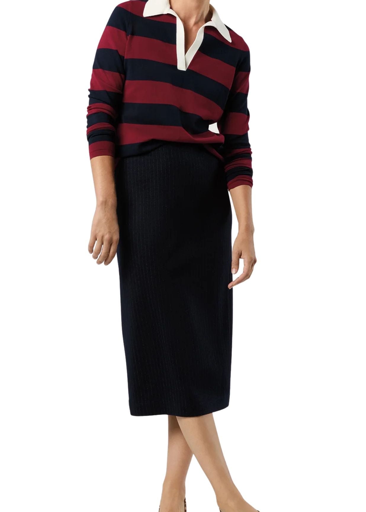 Ann Mashburn Georgina Rugby Sweater - Vermillion