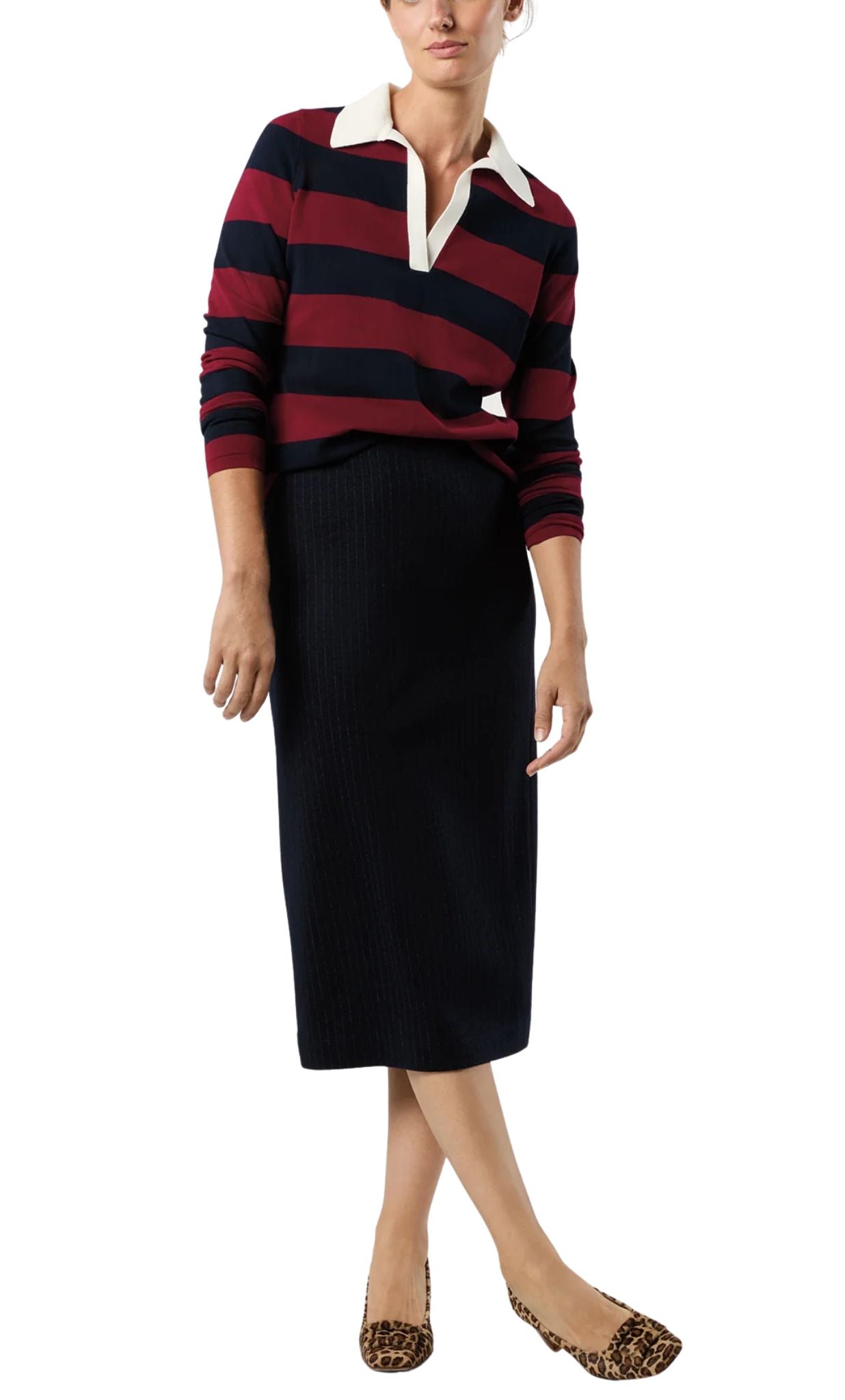 Ann Mashburn Georgina Rugby Sweater - Vermillion