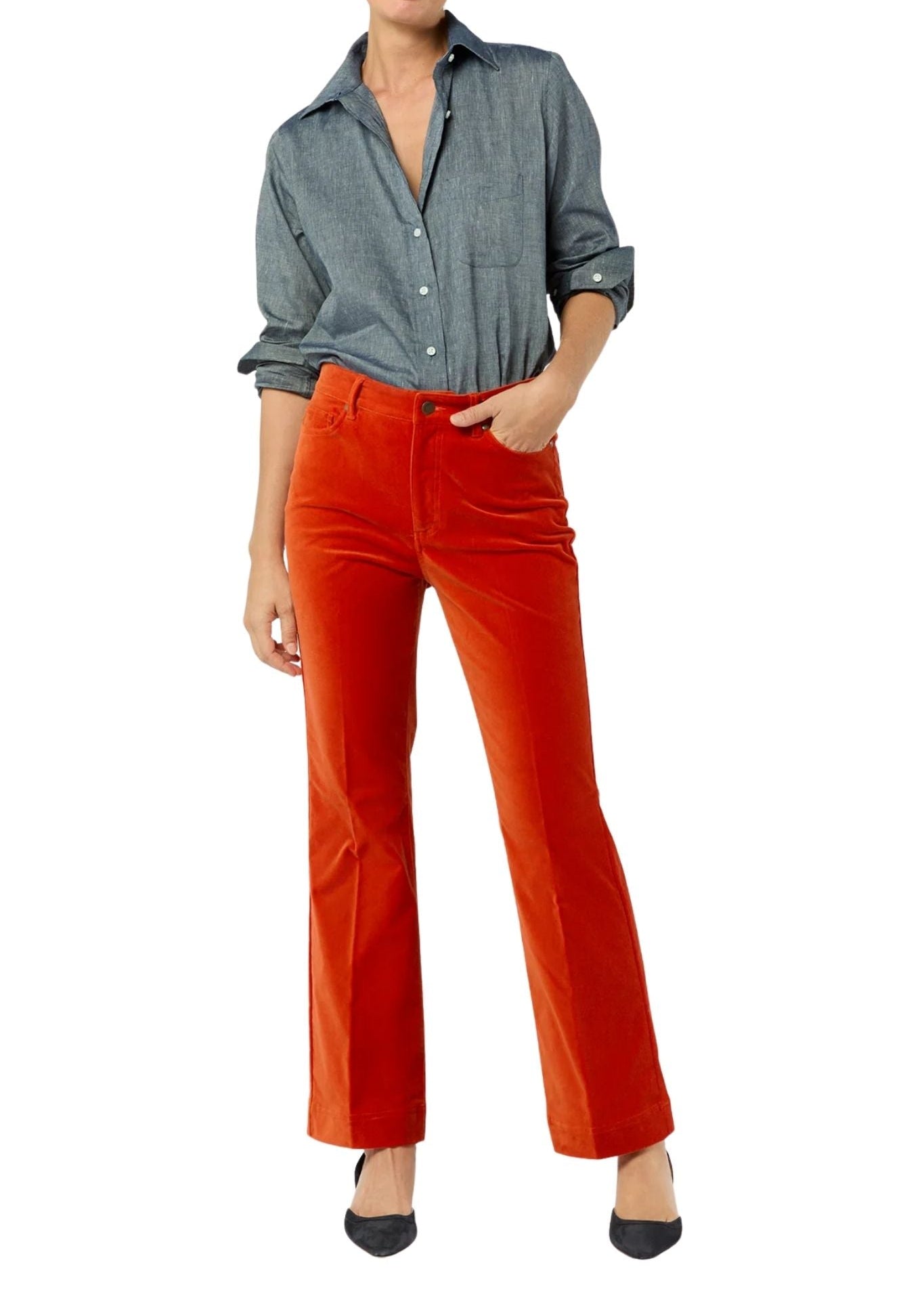 Ann Mashburn Kendall Flare 5 - Pocket Jean - Vermillion