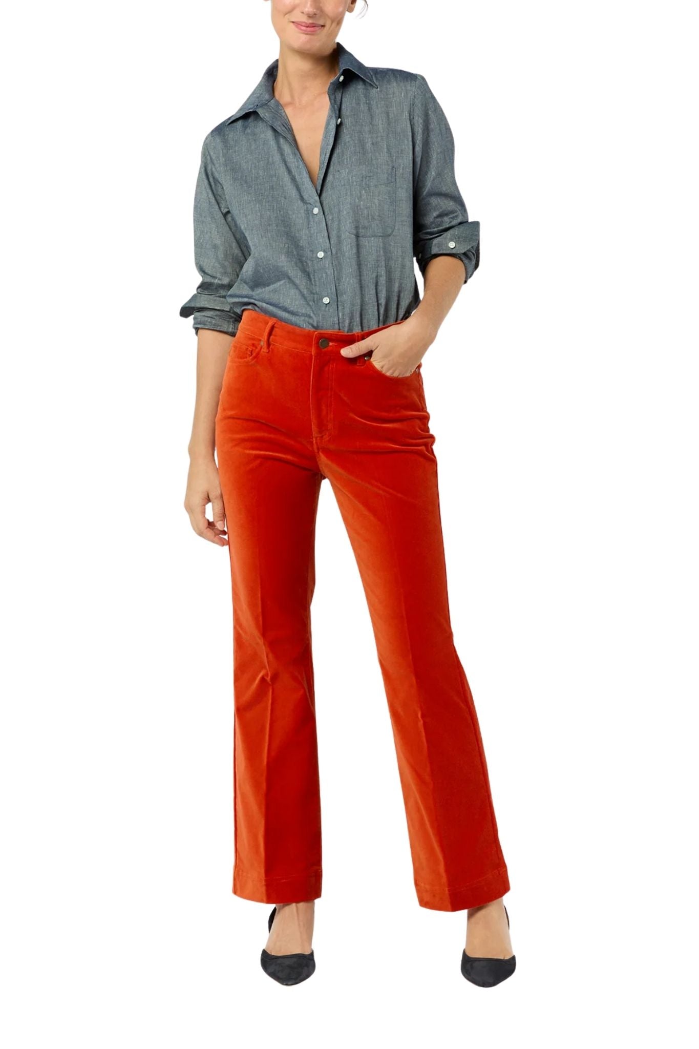 Ann Mashburn Kendall Flare 5 - Pocket Jean - Vermillion