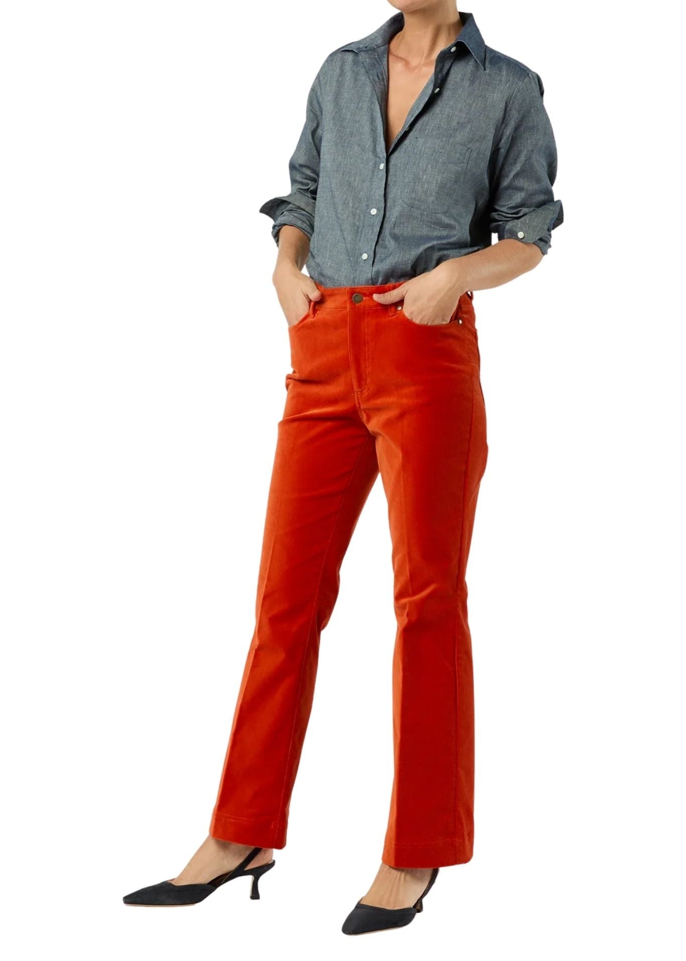 Ann Mashburn Kendall Flare 5 - Pocket Jean - Vermillion