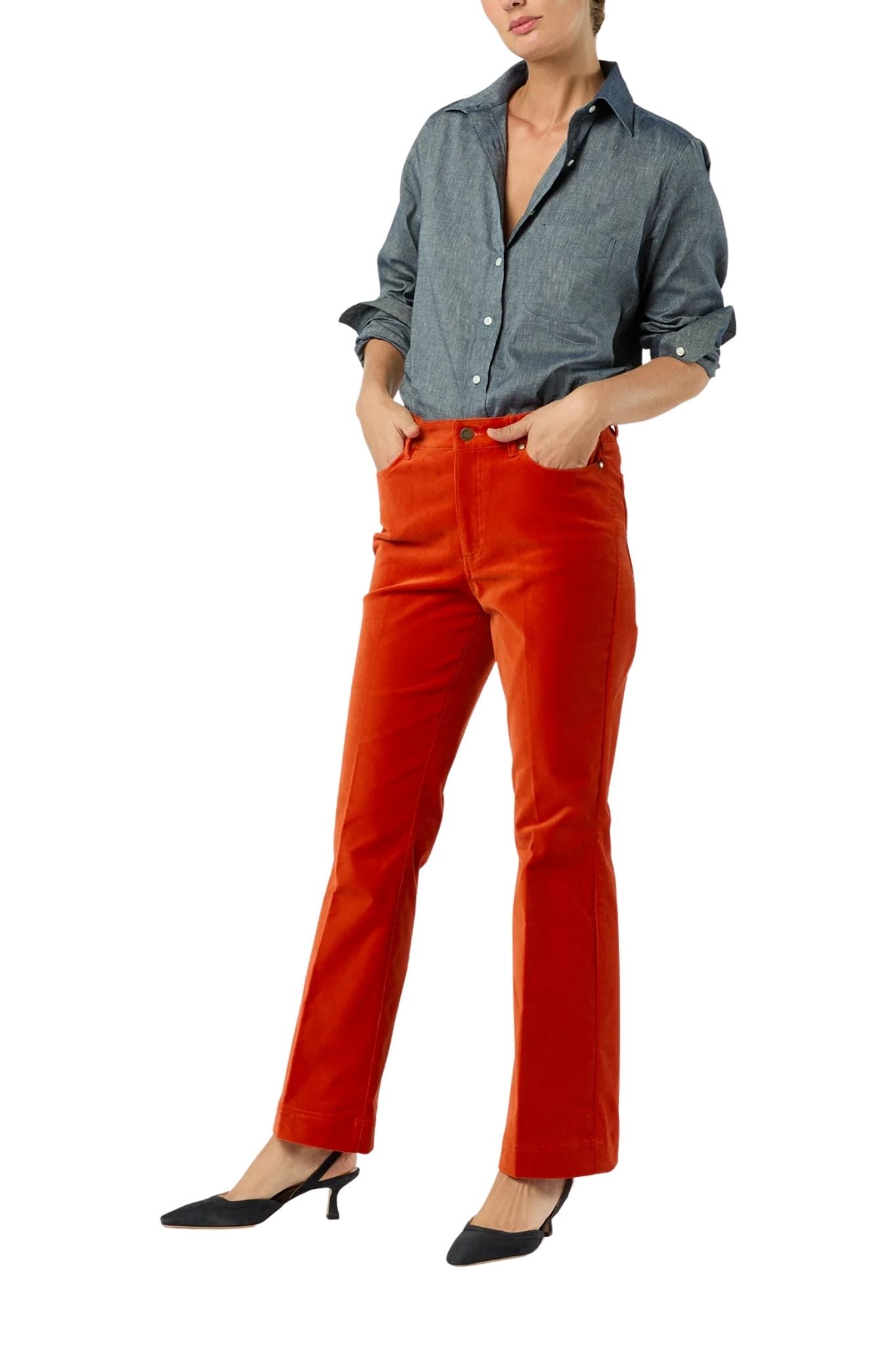 Ann Mashburn Kendall Flare 5 - Pocket Jean - Vermillion