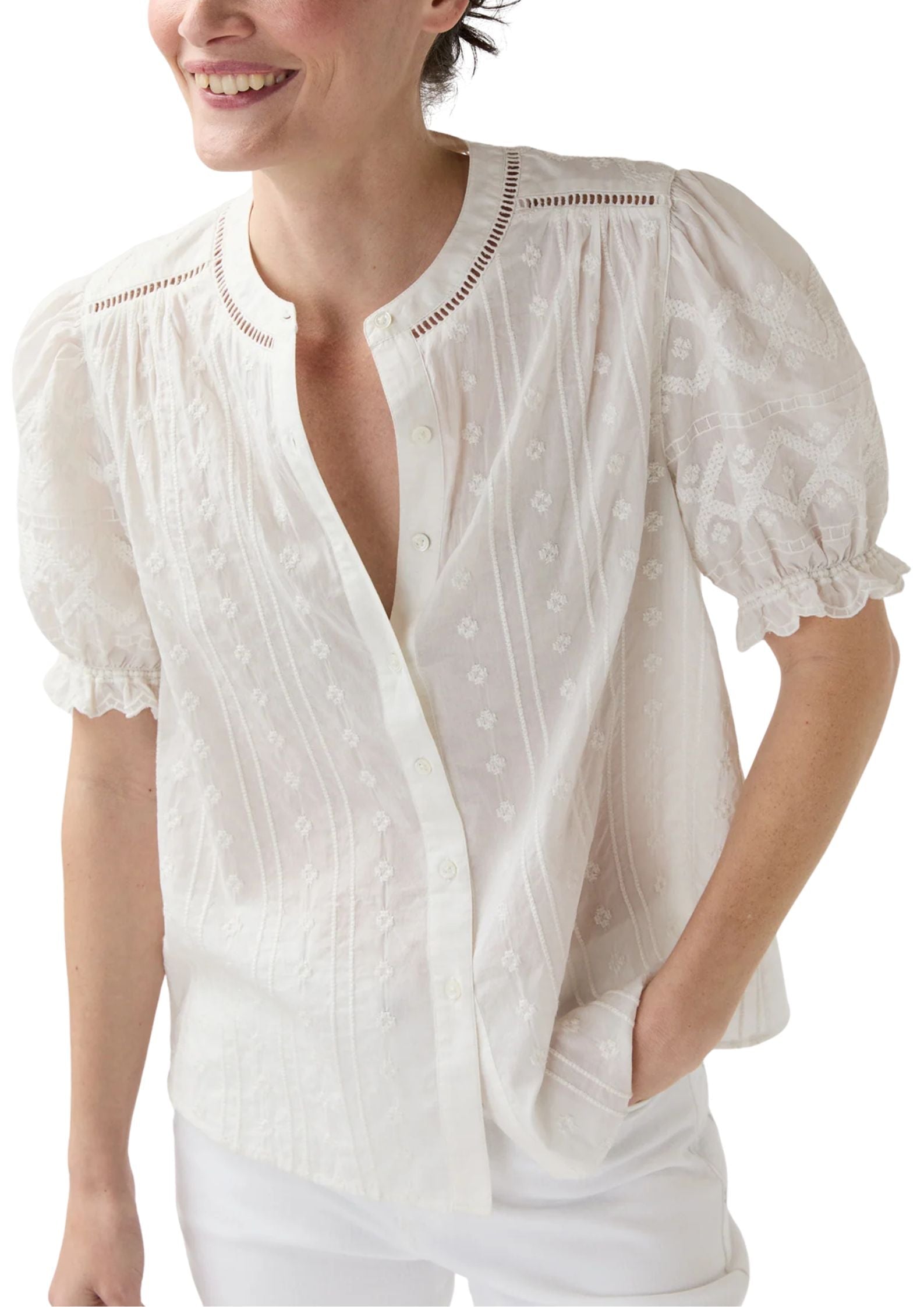 Ann Mashburn Leonie Blouse - Vermillion