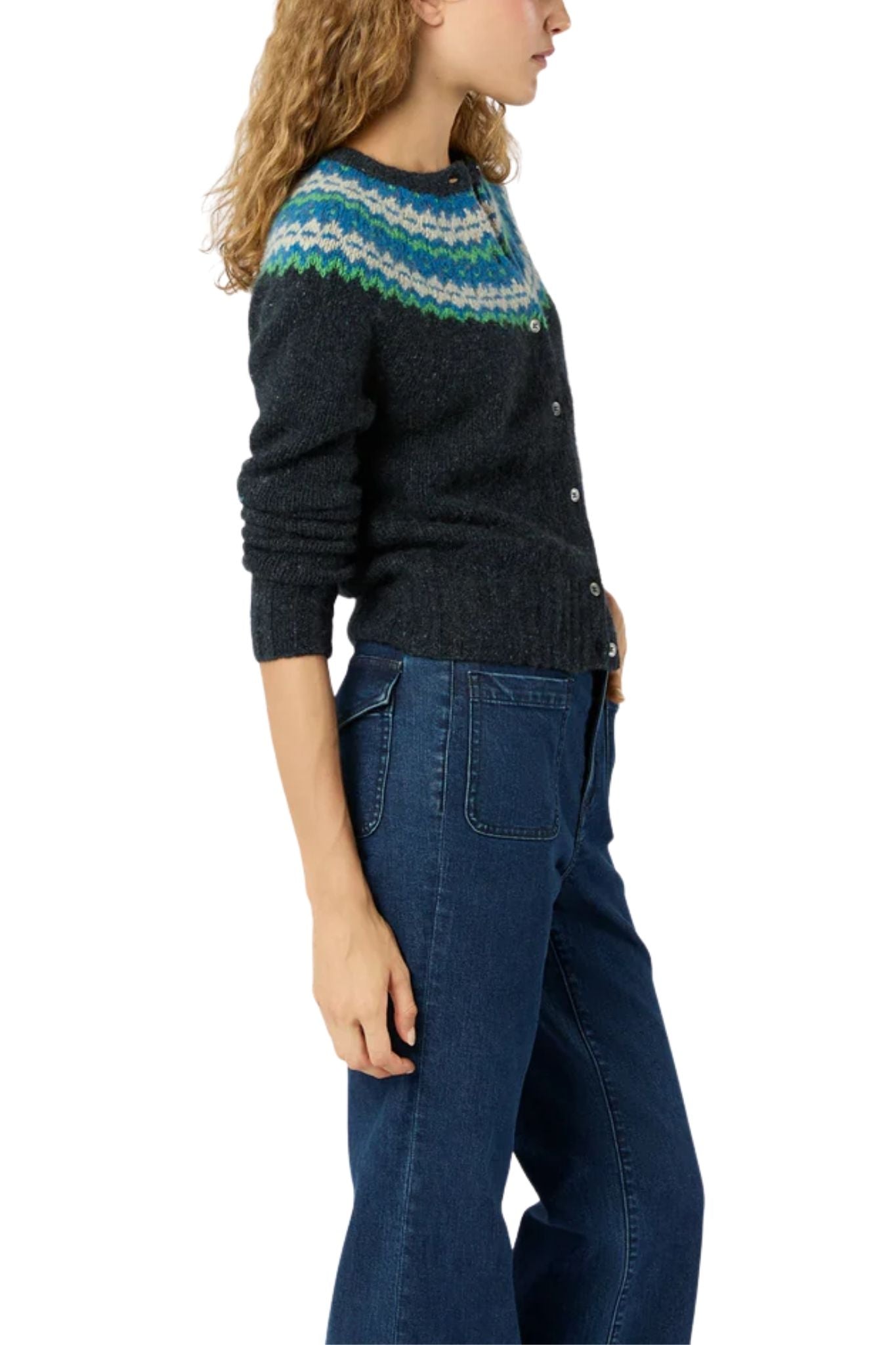 Ann Mashburn Marge Fair Isle Cardigan - Vermillion