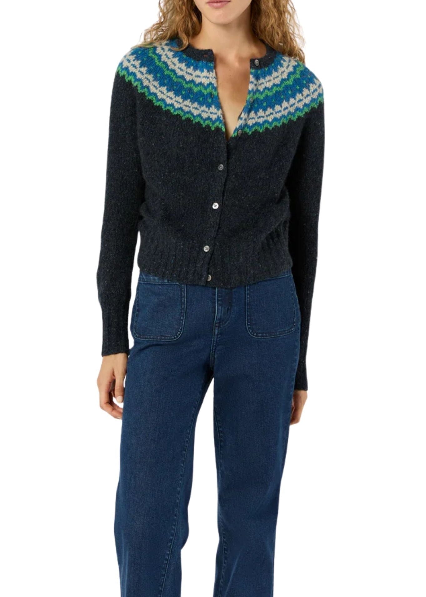 Ann Mashburn Marge Fair Isle Cardigan - Vermillion