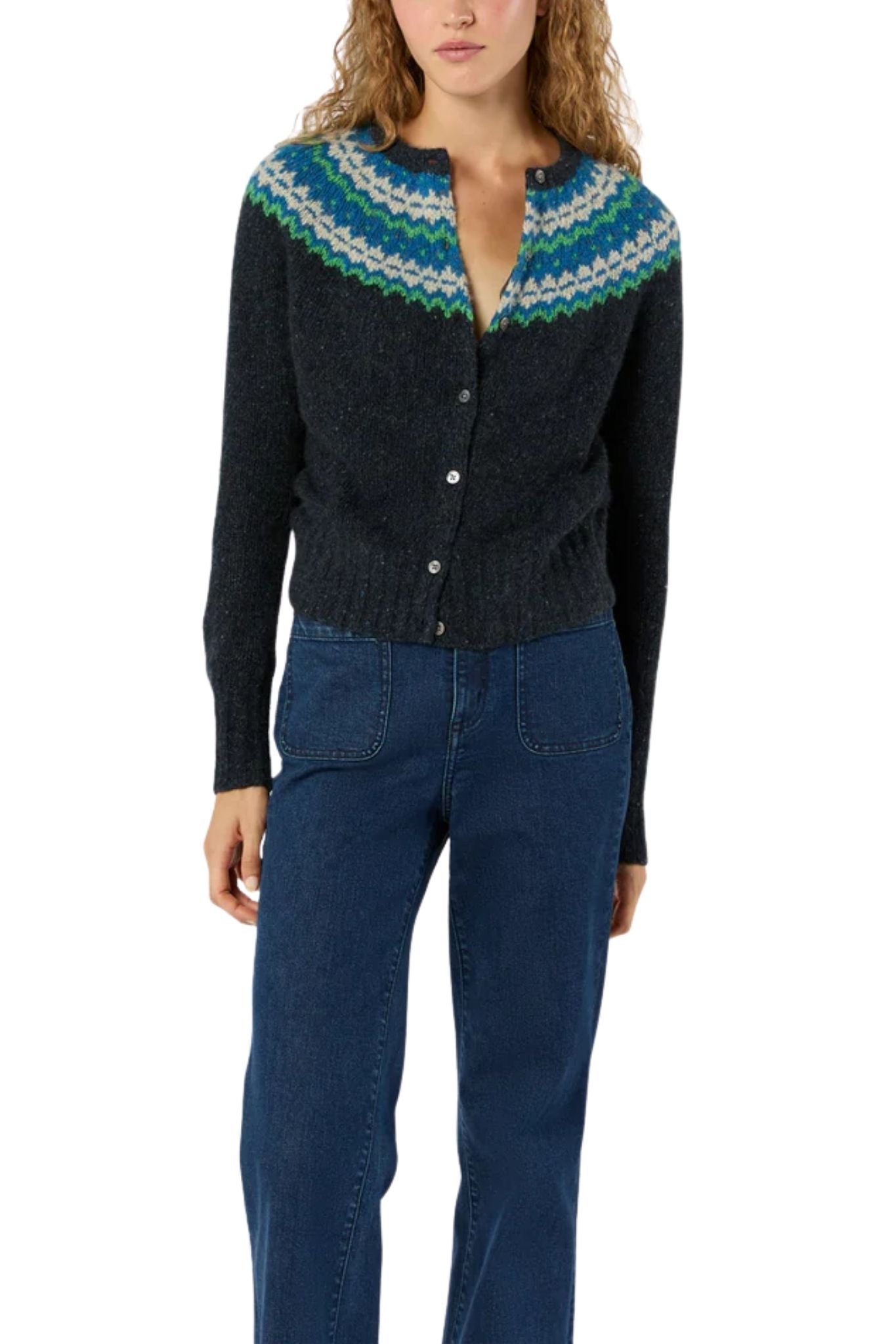 Ann Mashburn Marge Fair Isle Cardigan - Vermillion