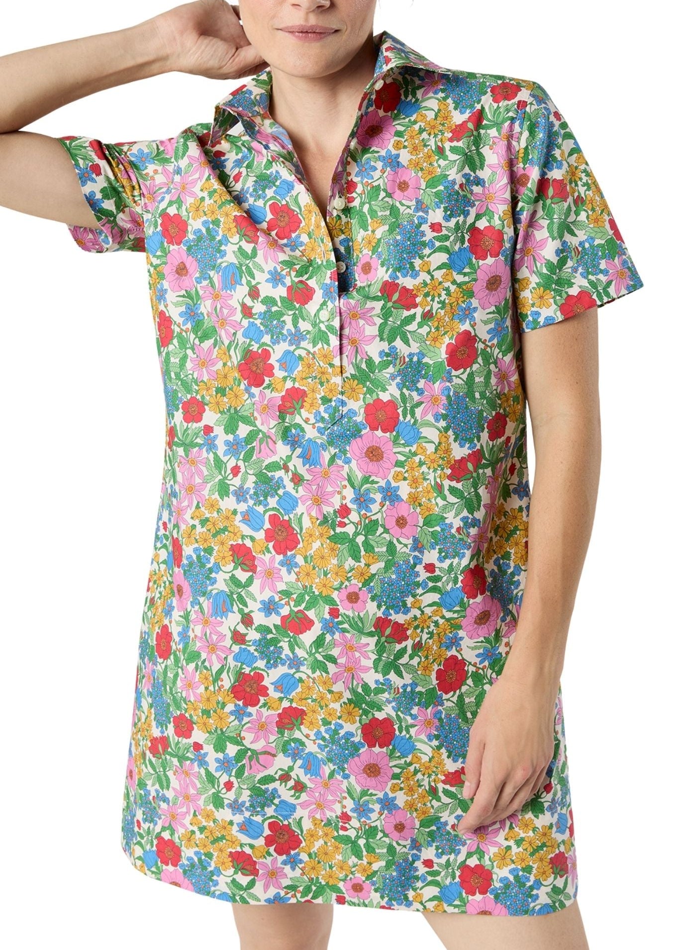 Ann Mashburn Short - Sleeved Popover Dress - Vermillion