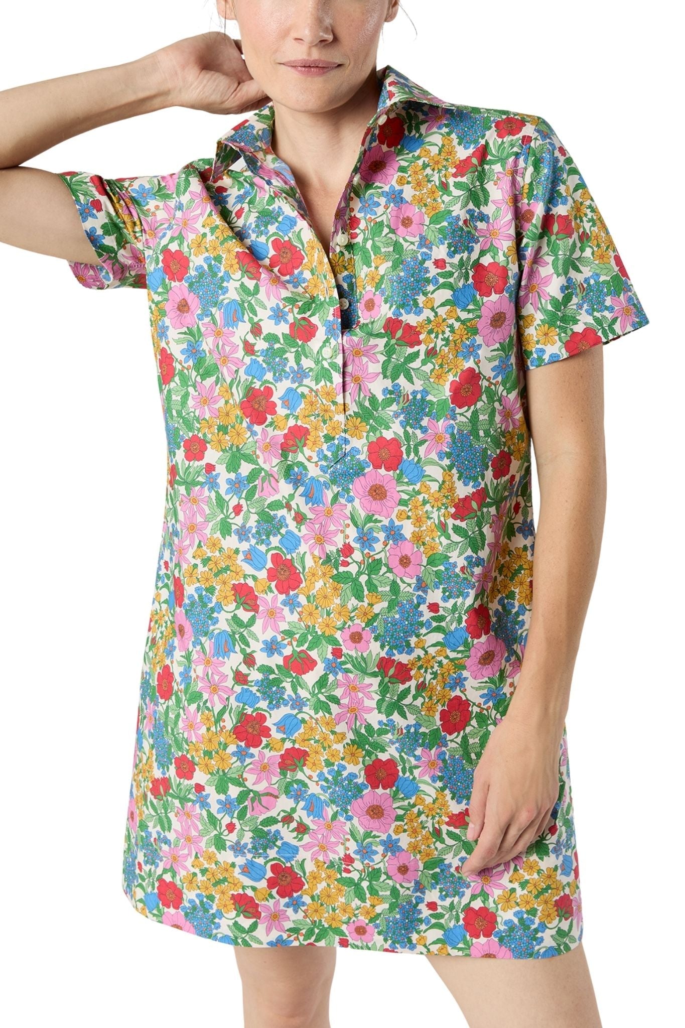 Ann Mashburn Short - Sleeved Popover Dress - Vermillion