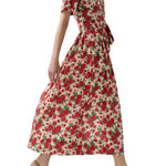 Ann Mashburn Short - Sleeved Shirtwaist Maxi Dress - Vermillion