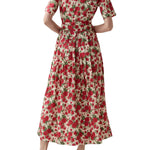 Ann Mashburn Short - Sleeved Shirtwaist Maxi Dress - Vermillion