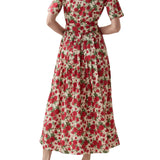 Ann Mashburn Short - Sleeved Shirtwaist Maxi Dress - Vermillion