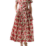 Ann Mashburn Short - Sleeved Shirtwaist Maxi Dress - Vermillion