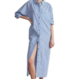 Apiece Apart Alameda Button Down Caftan - Vermillion