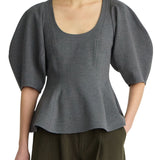 Apiece Apart Bebe Ponte Peplum Top - Vermillion
