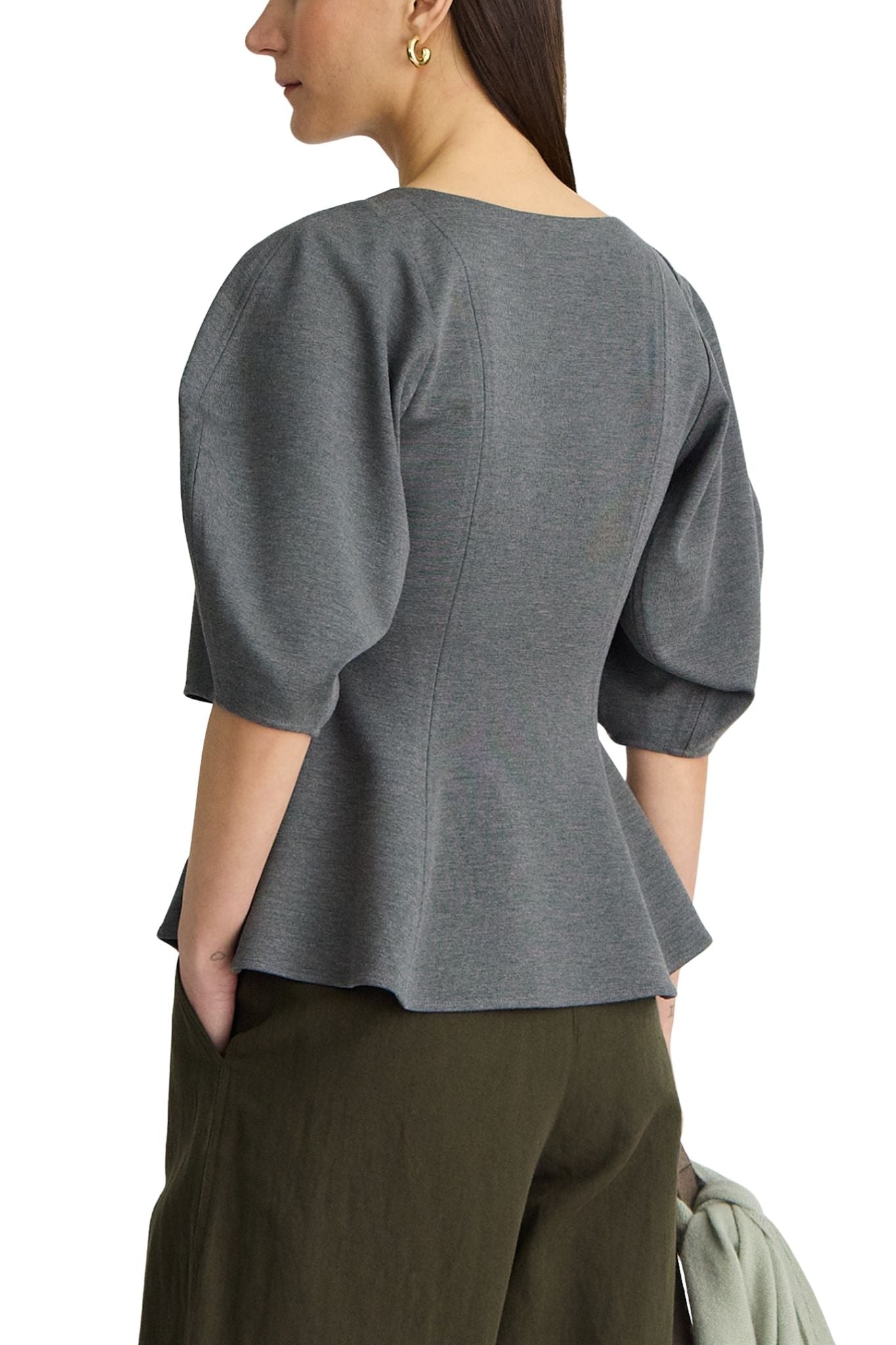 Apiece Apart Bebe Ponte Peplum Top - Vermillion