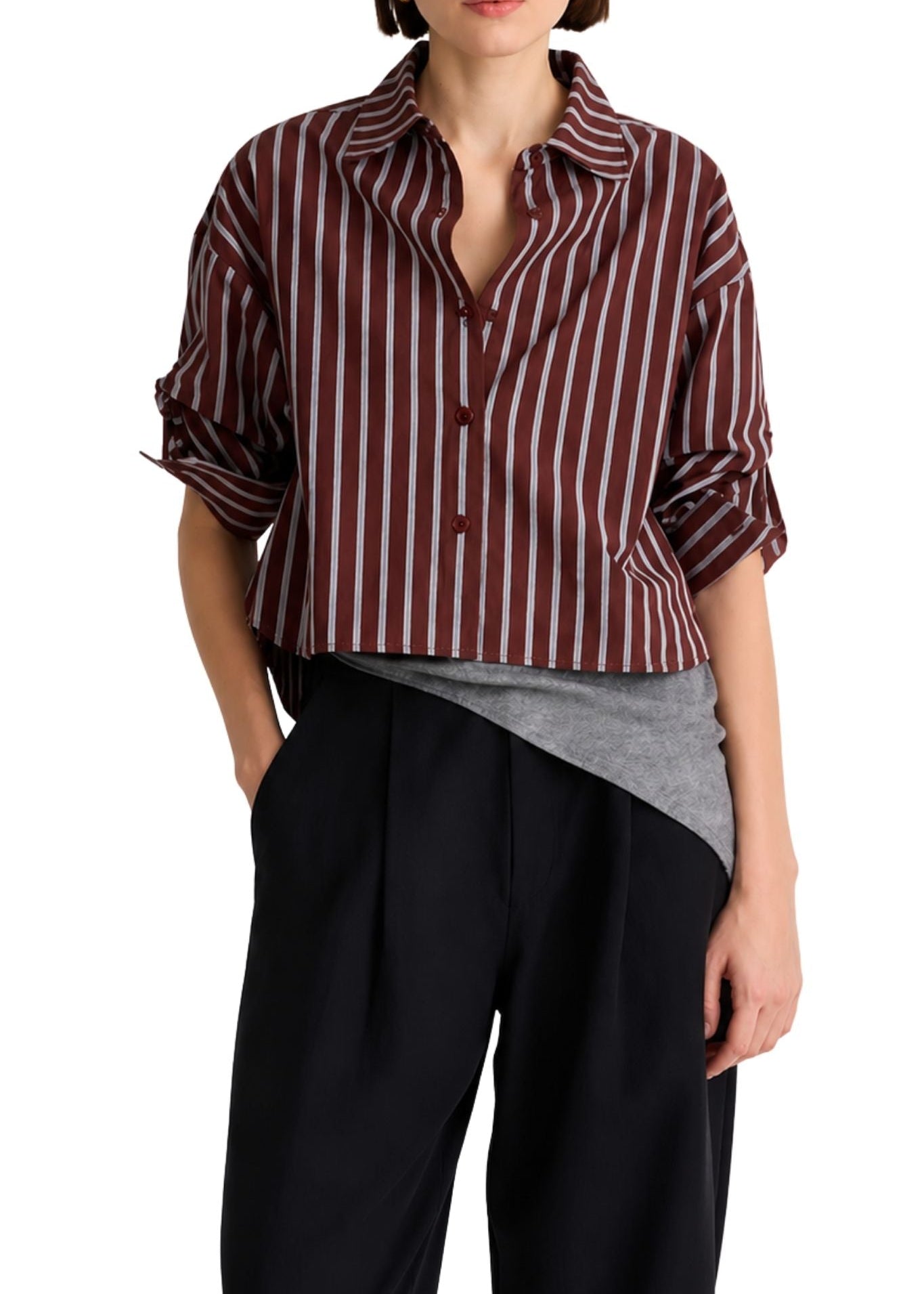 Apiece Apart Cropped Isolde Button Down - Vermillion