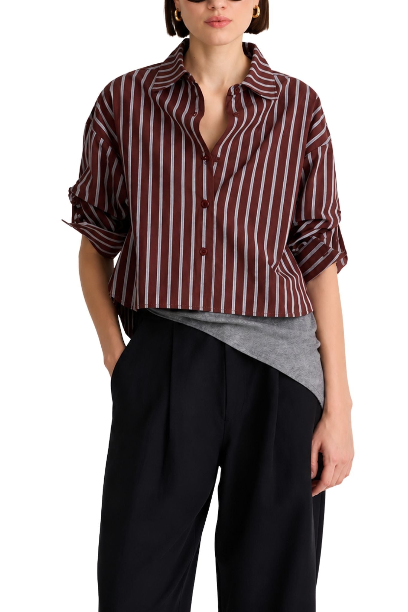 Apiece Apart Cropped Isolde Button Down - Vermillion