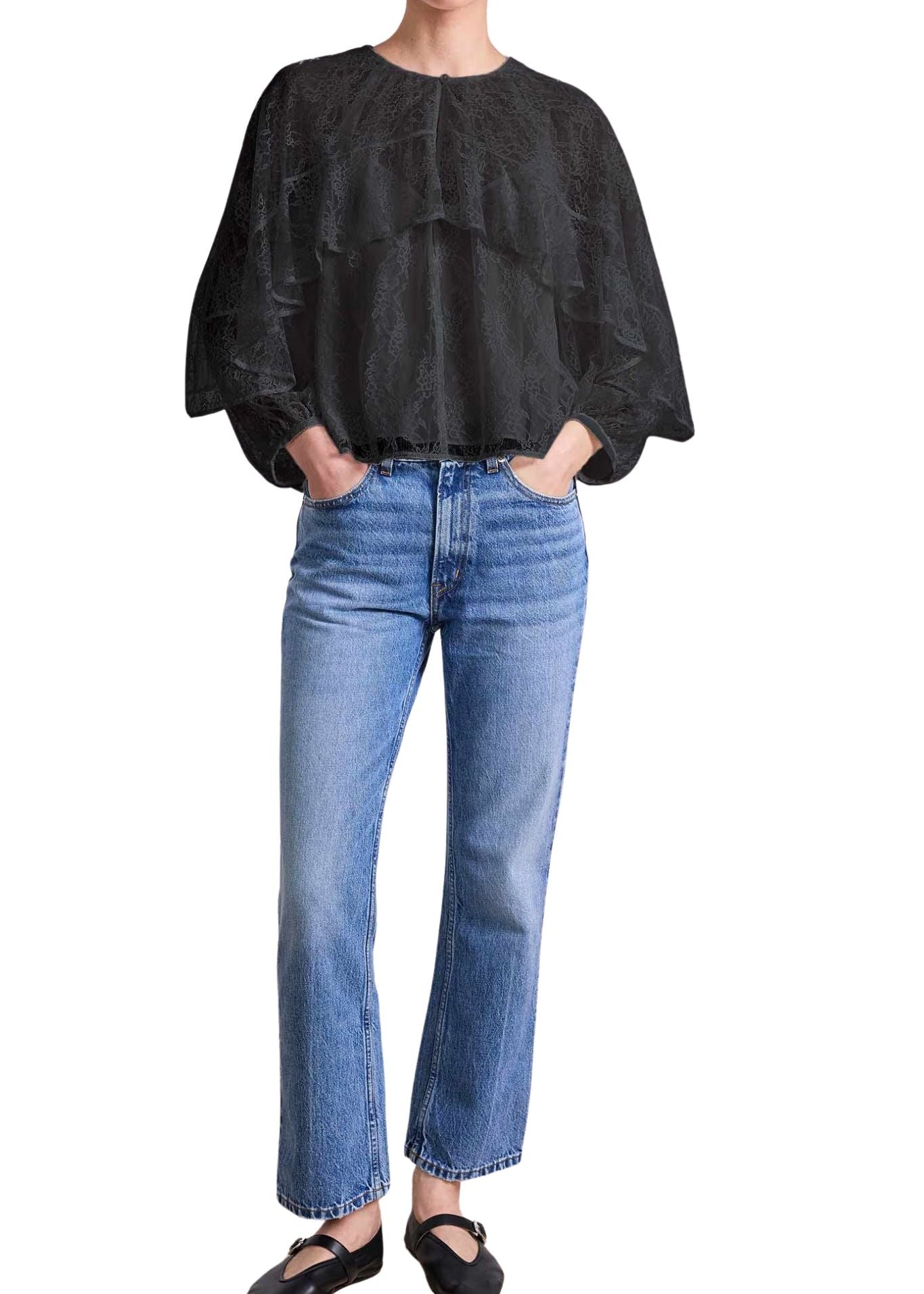 Apiece Apart Hazan Ruffle Top - Vermillion