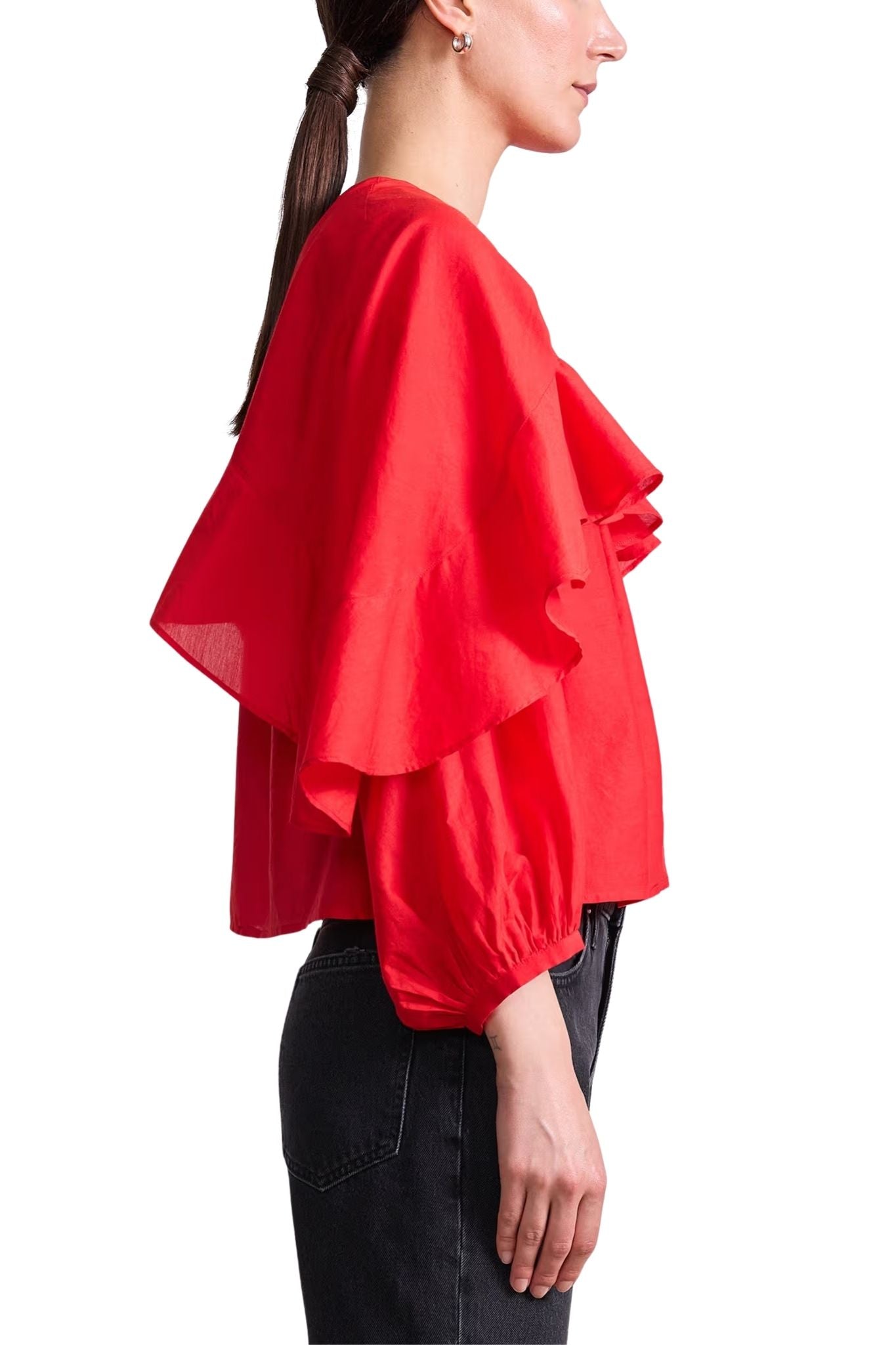 Apiece Apart Hazan Ruffle Top - Vermillion