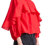 Apiece Apart Hazan Ruffle Top - Vermillion