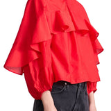 Apiece Apart Hazan Ruffle Top - Vermillion