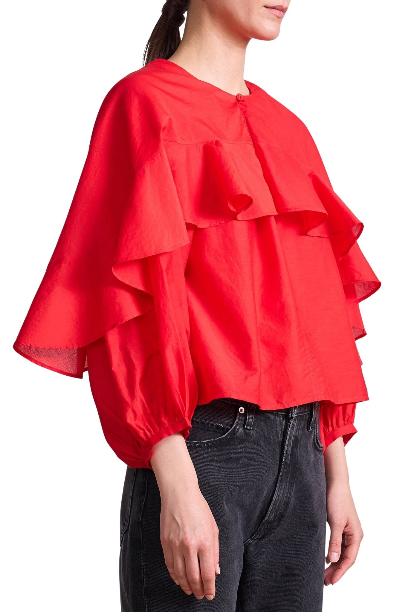 Apiece Apart Hazan Ruffle Top - Vermillion