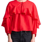 Apiece Apart Hazan Ruffle Top - Vermillion