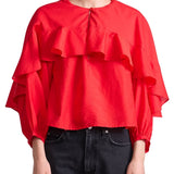 Apiece Apart Hazan Ruffle Top - Vermillion