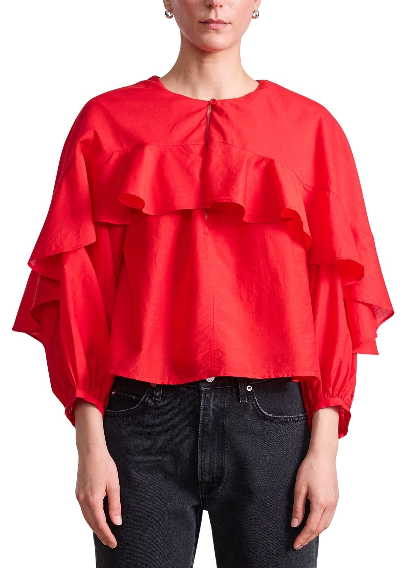 Apiece Apart Hazan Ruffle Top - Vermillion