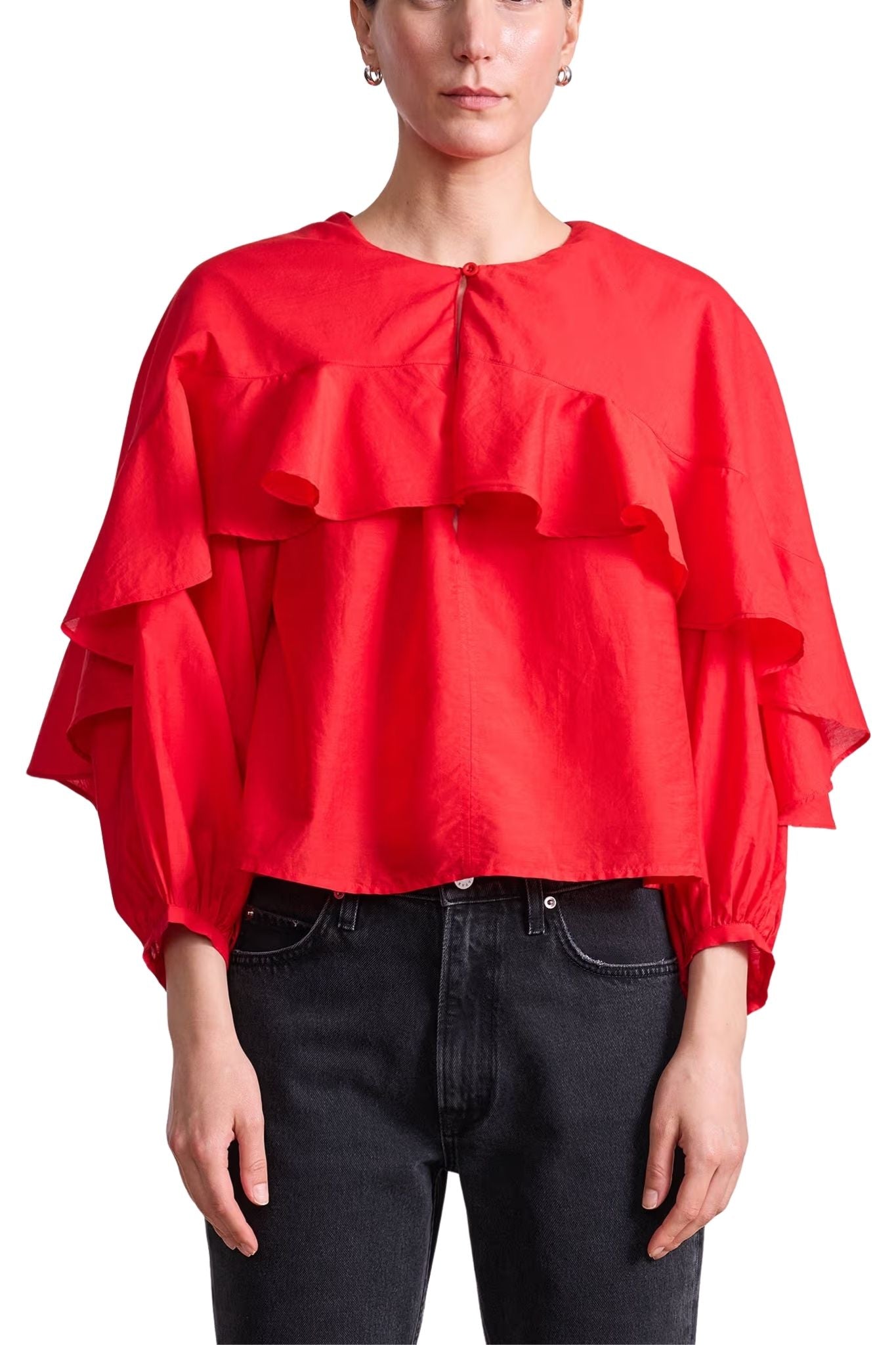 Apiece Apart Hazan Ruffle Top - Vermillion