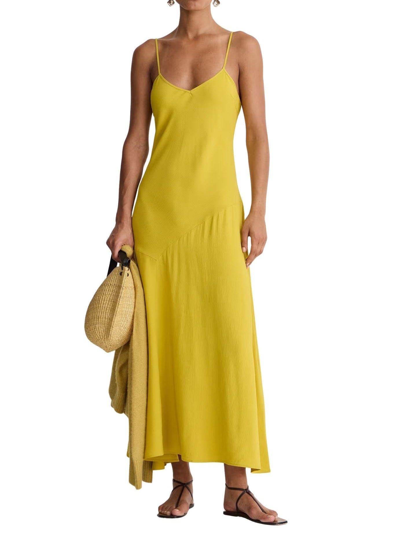 Apiece Apart Kasimira Bias Slip Dress Goldenrod - Vermillion