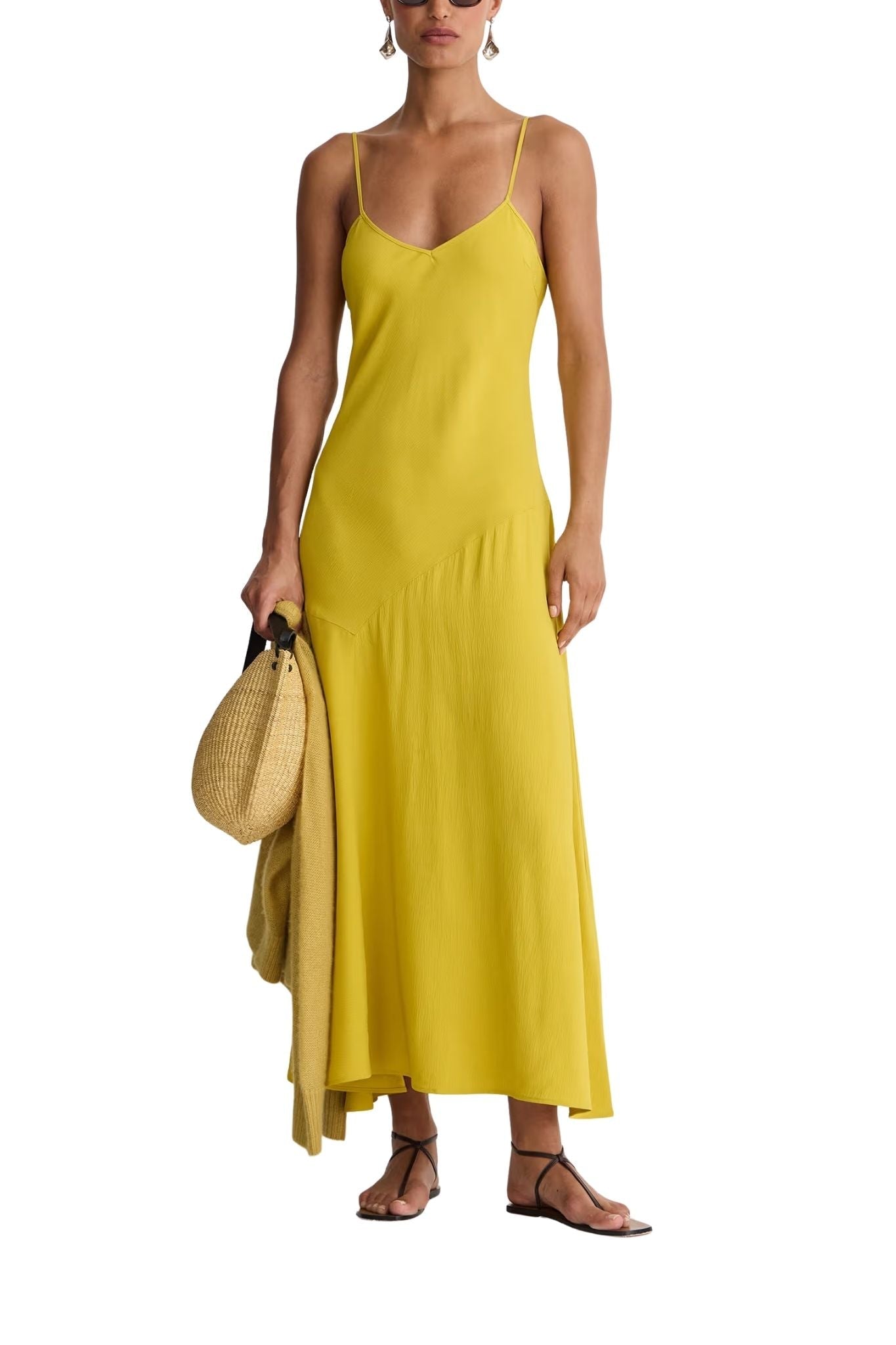 Apiece Apart Kasimira Bias Slip Dress Goldenrod - Vermillion