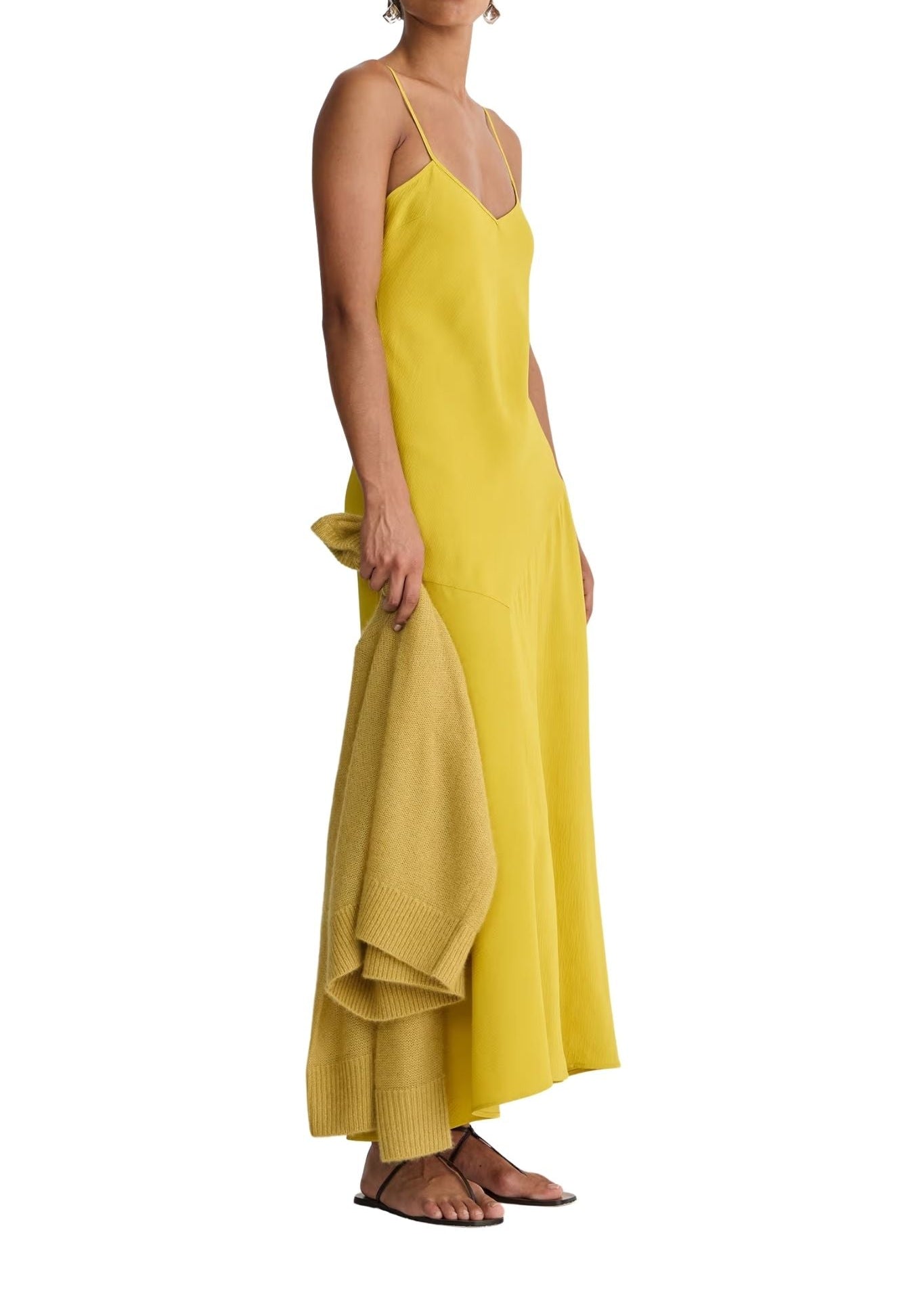 Apiece Apart Kasimira Bias Slip Dress Goldenrod - Vermillion