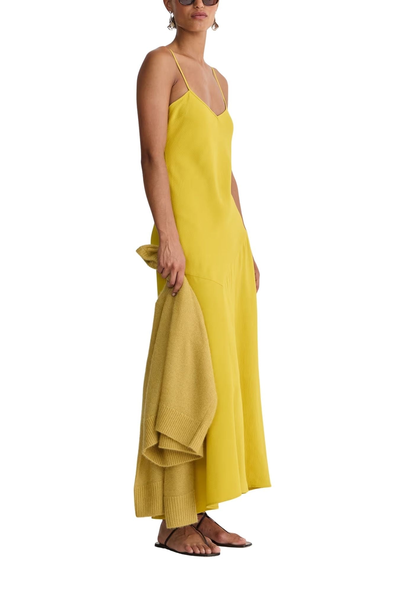 Apiece Apart Kasimira Bias Slip Dress Goldenrod - Vermillion