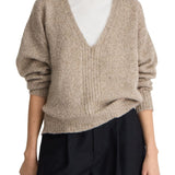 Apiece Apart Softest Silk Cashmere V-neck Marl - Vermillion
