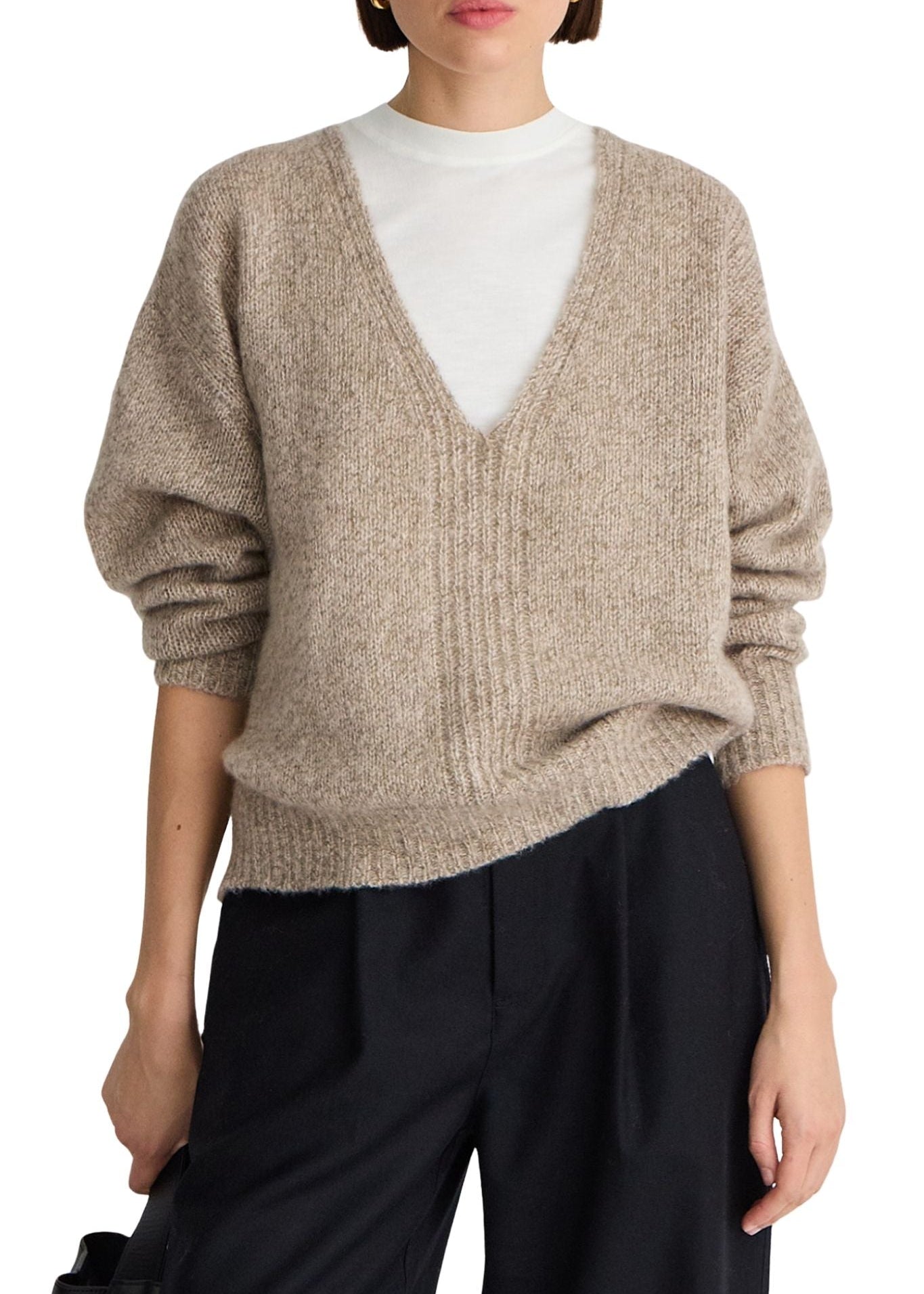 Apiece Apart Softest Silk Cashmere V-neck Marl - Vermillion