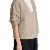 Apiece Apart Softest Silk Cashmere V-neck Marl - Vermillion