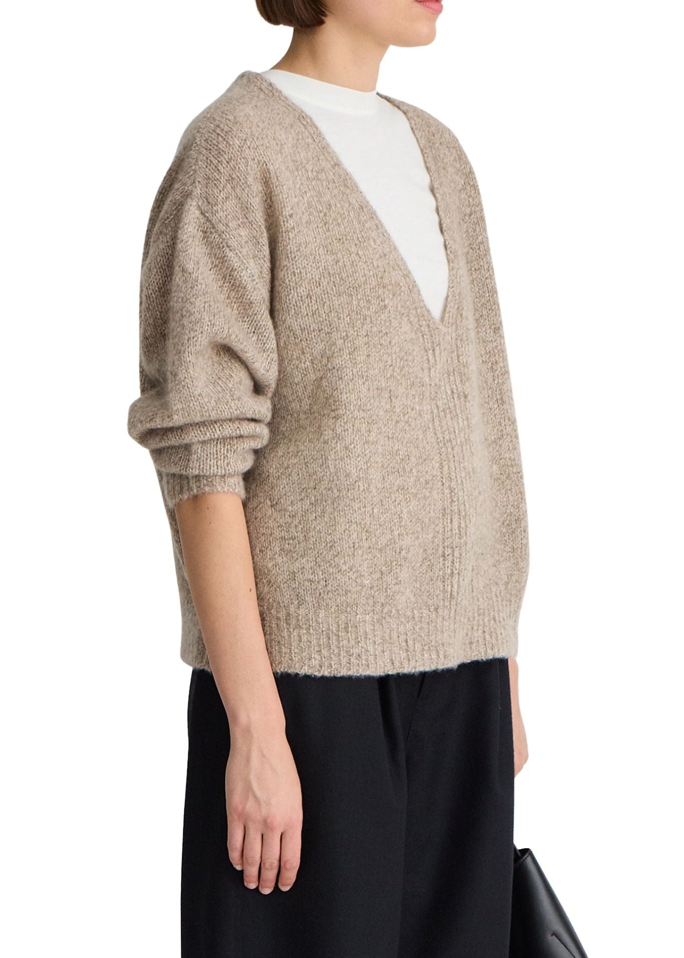 Apiece Apart Softest Silk Cashmere V-neck Marl - Vermillion
