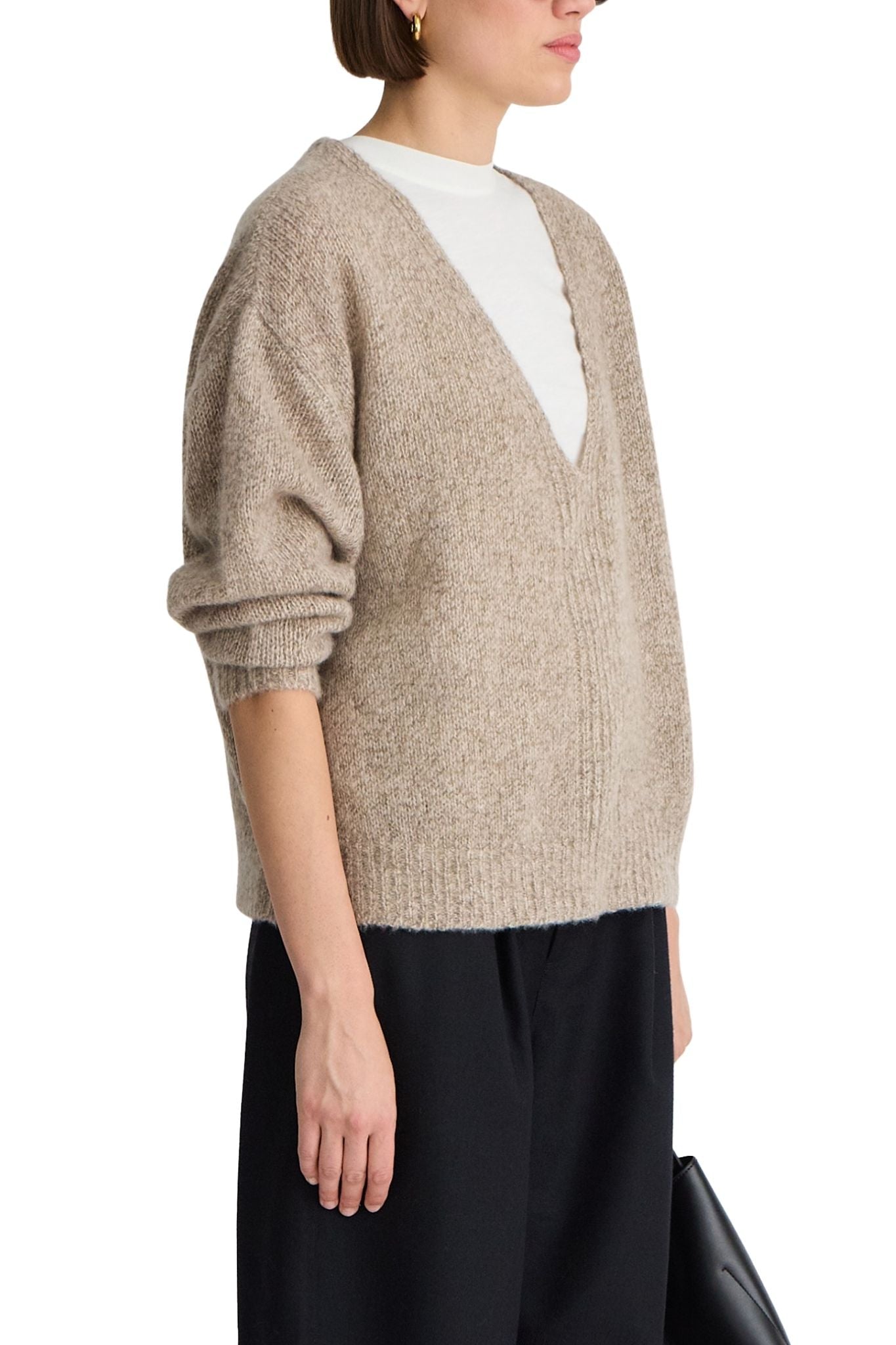 Apiece Apart Softest Silk Cashmere V-neck Marl - Vermillion