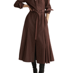 Arlo Mott Bennett Striped Midi Dress w/ Godets - Vermillion