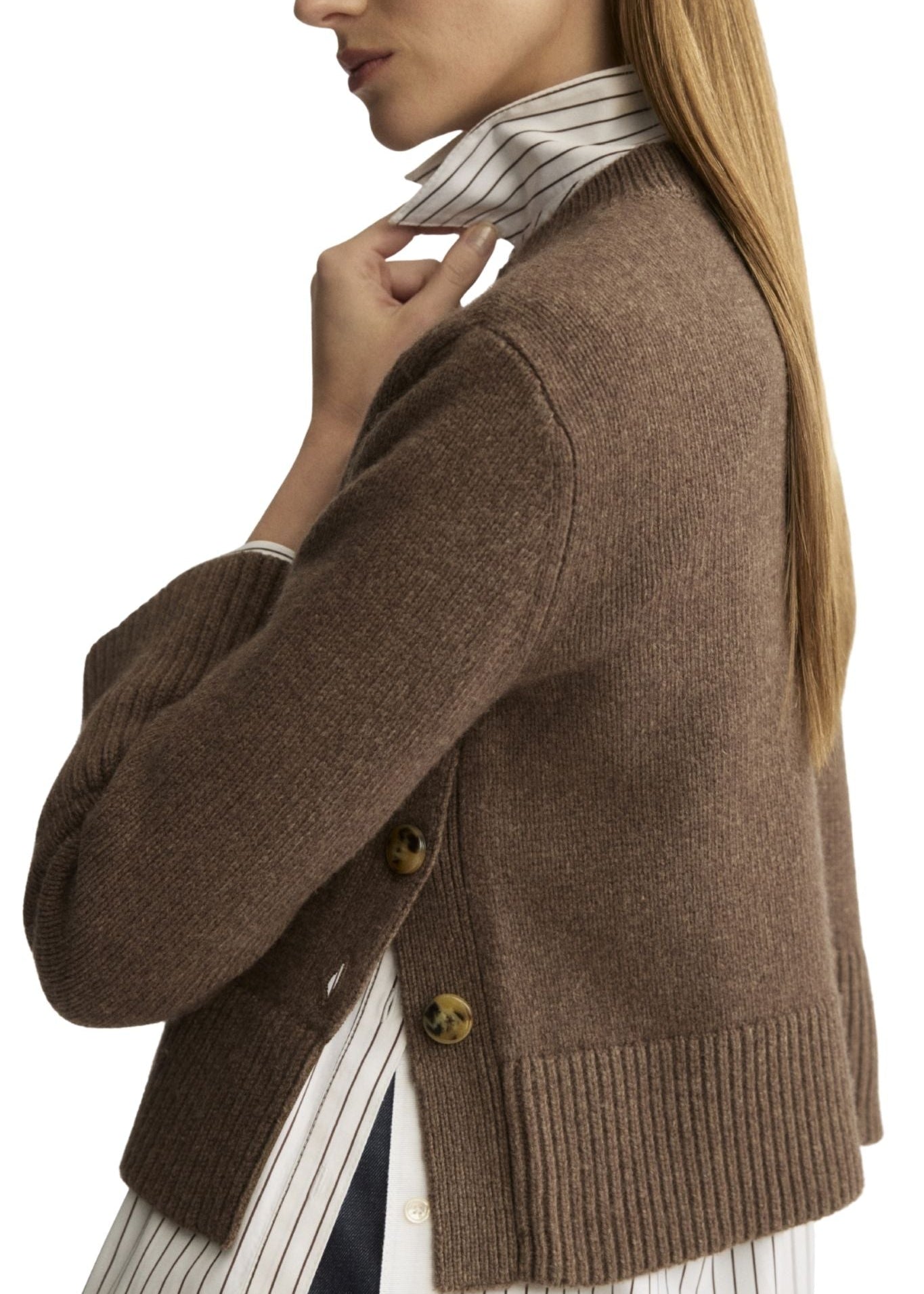 Arlo Mott Bethune Chunky Crewneck with Side Buttons - Vermillion