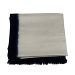 Bajra Framed Satin Weave Stole w/ dip dye border Ivory Black - Vermillion