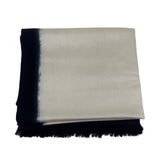 Bajra Framed Satin Weave Stole w/ dip dye border Ivory Black - Vermillion