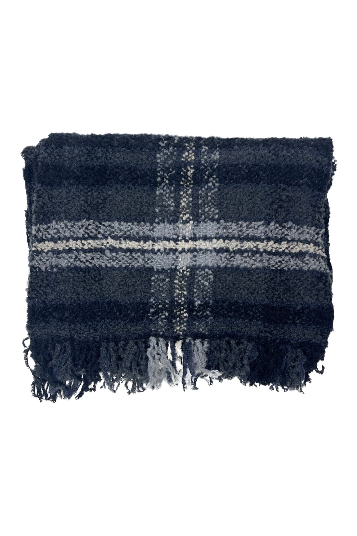 Bajra Plaid Boucle Muffler - Vermillion