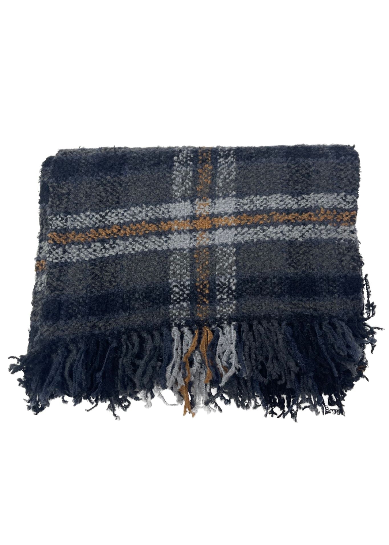 Bajra Plaid Boucle Muffler - Vermillion
