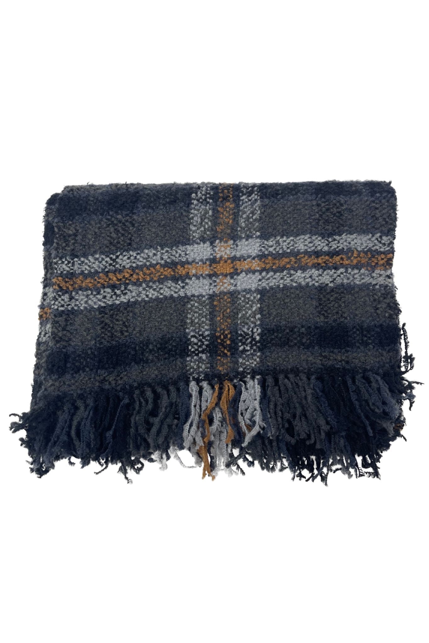 Bajra Plaid Boucle Muffler - Vermillion