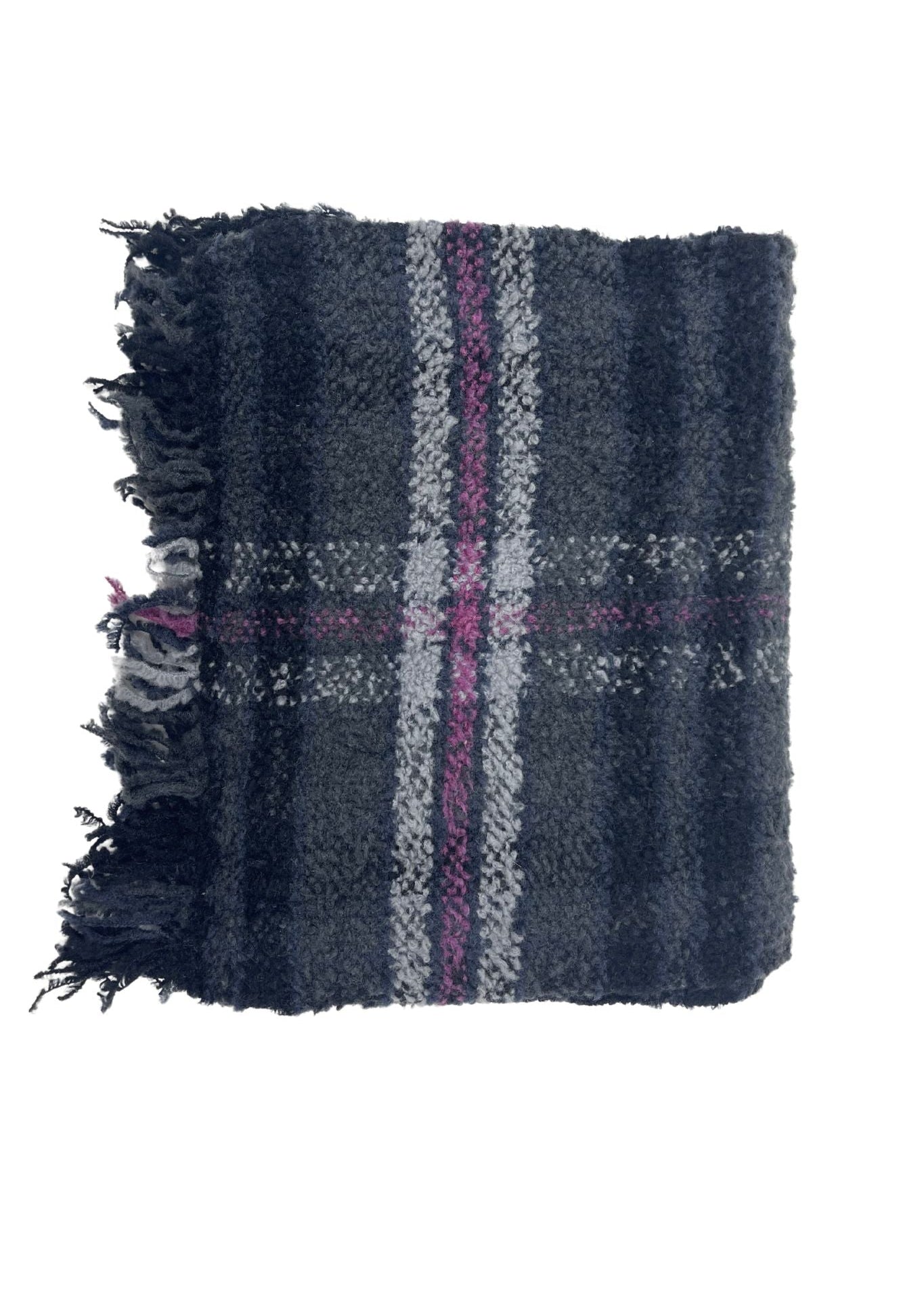 Bajra Plaid Boucle Muffler - Vermillion