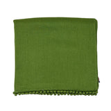 Bajra Satin Weave Stole w/ Ball Fringe - Vermillion